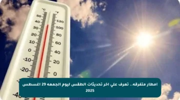 أمطار متفرقة.. تعرف على آخر تحديثات الطقس ليوم الجمعة 29 أغسطس 2025